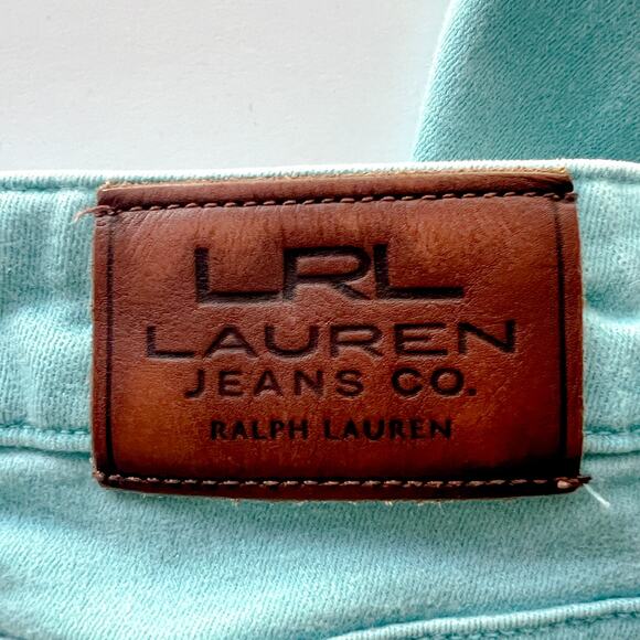 LRL Lauren Jeans Co Turquoise Straight Leg Leather Patch Y2K Women's 6 - Picture 8 of 12